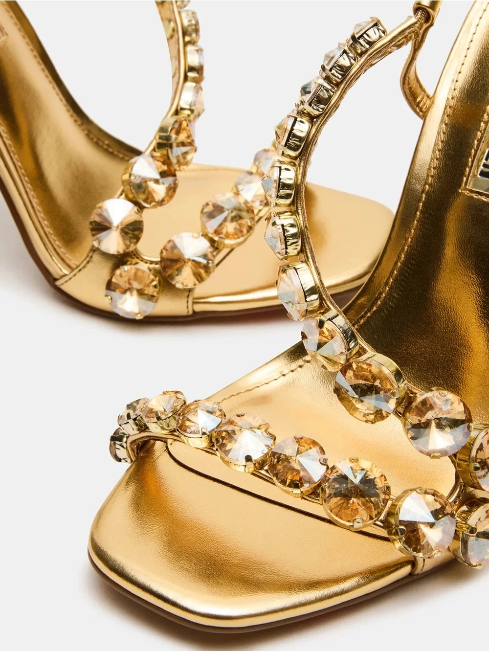 Steve Madden Gold Crystal-Embellished High Heel Sandals